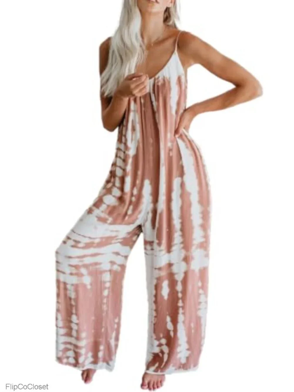 Women's Spaghetti Strap Wide Leg Jumpsuit with Pockets